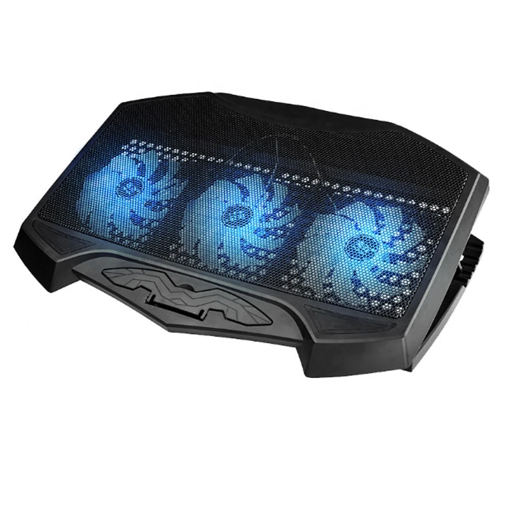 LED light computer cooling pad adjustable 3 fans high flow low noise antiskid design electric laptop cooling pad