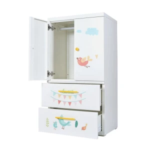 Lemi Cartoon printing folding plastic baby closet toy cupboard wardrobe storage cabinet with drawer