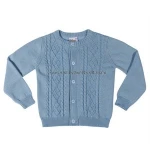 Light blue cardigan sweater with geometric along the front side