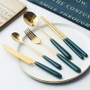 Light luxury stainless steel semi-glazed handle spoon knife fork chopsticks dinnerware sets