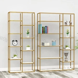 Living Room Shelf Design Wrought Iron Display Stands Metal Cube Bookcase Steel Book Shelf