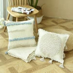 Lumbar Support Plush 18"X18" Rectangle Tufted Embroidery Designs Sofa Decorative Pillow Case