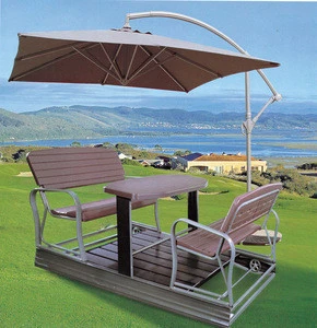 luxury 4 seater patio aluminium frame dining swing chair with canopy curtain and table outdoor