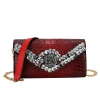 Luxury alligator clutch portable diamond bags ladies shoulder handbag fashion lock chain purse for women