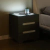 Luxury White Black Smart Wireless Charging Led Lights Floating Drawer Nightstand Bedside Table Bedroom Furniture Storage Drawers