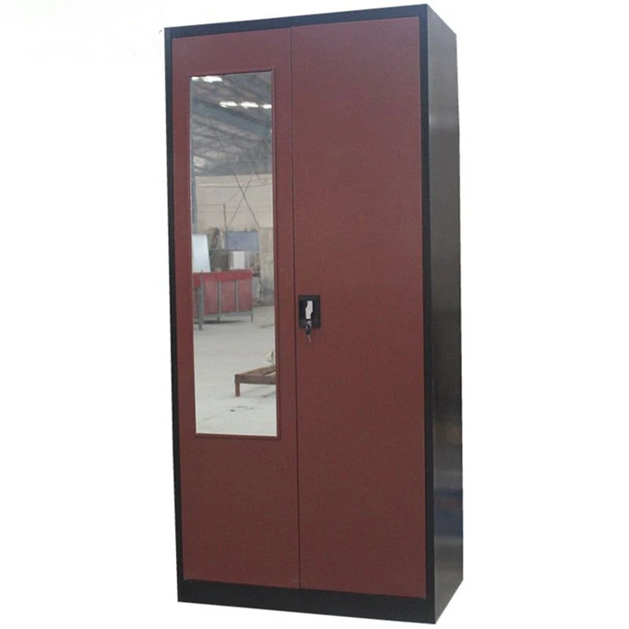 Made in China commercial furniture knock down cold steel  printed wardrobe closet