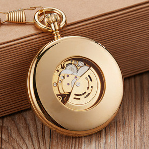 Mechanical Men Vintage Pendant Watch Necklace Chain Antique Watches Gold Pocket Watch