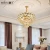 Import Meerosee Big Hexagonal K9 Crystal Chandelier Gold Colored Lampara Metal Chandeliers Decorative Industrial Lighting MD86745 from China