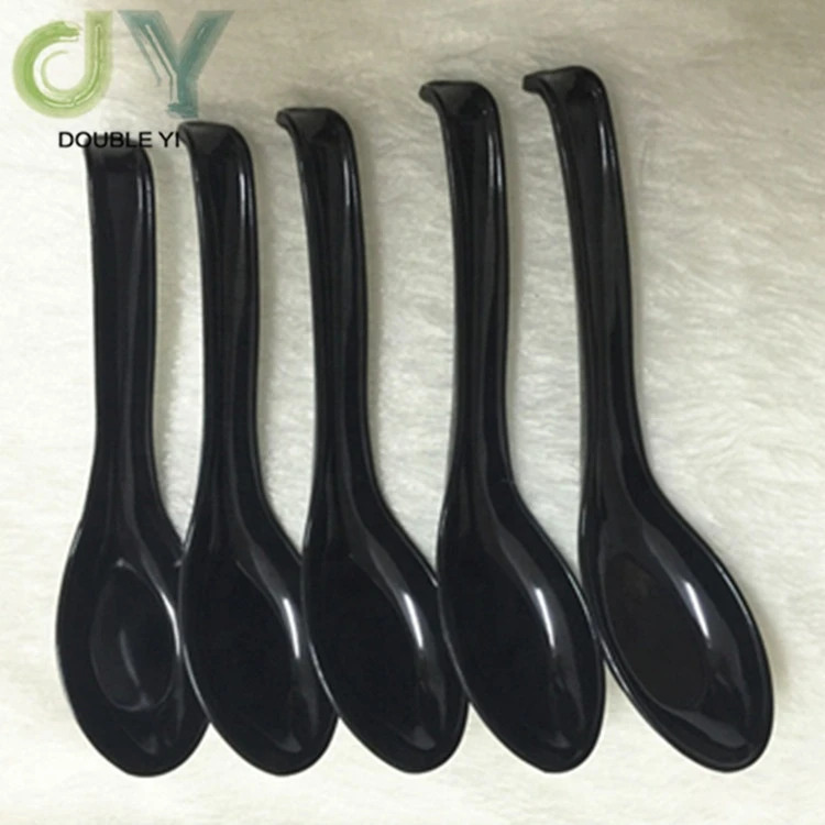 Melamine tableware Chinese black white with hook plastic spoon color curved soup spoon