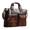 Men Quality Leather Antique Retro Business Briefcase 15.6&quot; Laptop Case Attache Portfolio Bag One Shoulder Messenger Bag B260