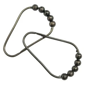 Metal shower curtain hook with ball for bathroom shower rod