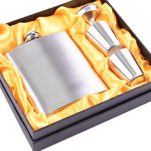 metal stainless steel  hidden 8oz whisky hip flask liquor gift set