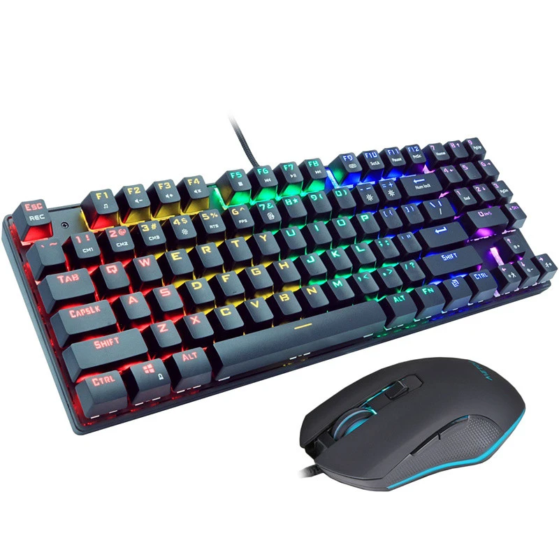metoo zero mechanical gaming keyboard and gaming mouse combo set for mobile green switch 89 key