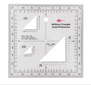Military style MGRS/UTM Coordinate Scale protractor ,plastic ruler square protractor