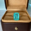 Minimalist design 18K gold plated 925 sterling silver  10*14mm paraiba blue stone solitaire ring