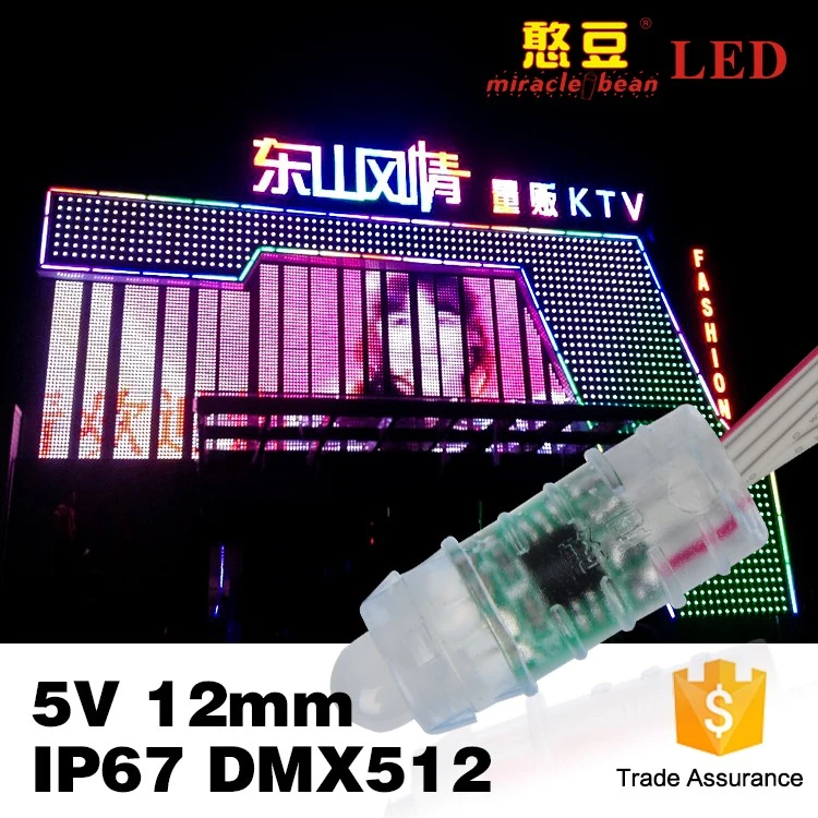 Miracle Bean High Quality DC5V Waterproof IP67 SPI led 12mm rgb pixel