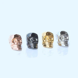 Miss Jewelry Supply Wholesale Charm Custom Metal Beads, 14K Gold 925 Sterling Silver Skull Bead