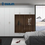 Modern white wardrobes bedroom wooden and corner tv stand and bookcase with computer desk