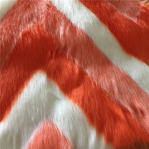 Multicolor Jacquard Long Hair Artificial Fur Fabric for Winter Women Coat Orange Fake Fur