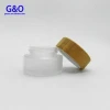 Natural 5g 15g 30g 50g 100g frosted glass cream jar with brown bamboo lid in stock