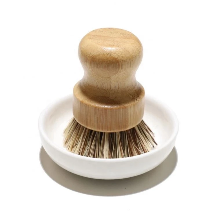 Natural Detergent Bamboo SISAL fiber POT Dish brush for Kitchen cleaning brush