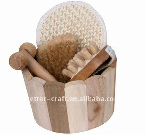 Natural wooden bucket professional bath and body gift sets