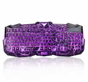 New 3 Color Led Backlit crack wired gaming keyboard illuminated keyboard With 600/1000/1200/1600 DPI Computer Mouse Mice combo
