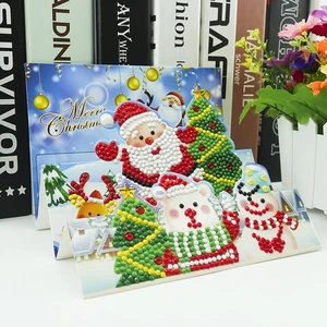 New 3D Foldable DIY Diamond Mosaic Greeting Card Christmas Birthday Diamond Painting Cards Kit Christmas 3D cards