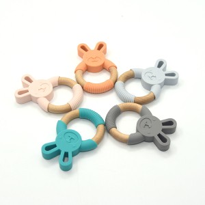 New Arrival Funny Teething Toys Silicone and Wood Baby Teether