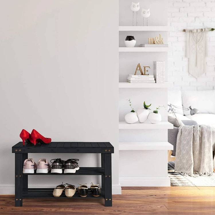 New Design Environmental Durable Handmade Storage Sundries Living Room Bamboo 3 Tier Shoe Rack Bench