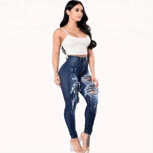 New Design Fashionable Ladies Skinny Ripped Jeans For Women