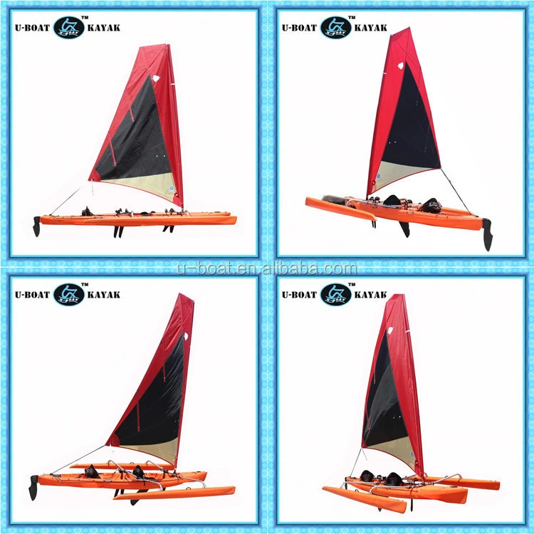 New design high quality 18ft plastic sailboat with foot drive pedal system and rudder on sale