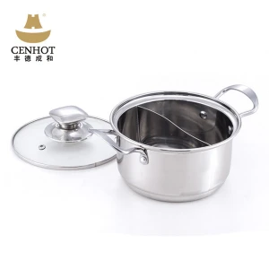 New Design stainless steel Two Handles hot pot and soup Pot for restaurant