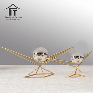New Fashion Crystal Ball Decorative Modern Brass Metal Home Decor