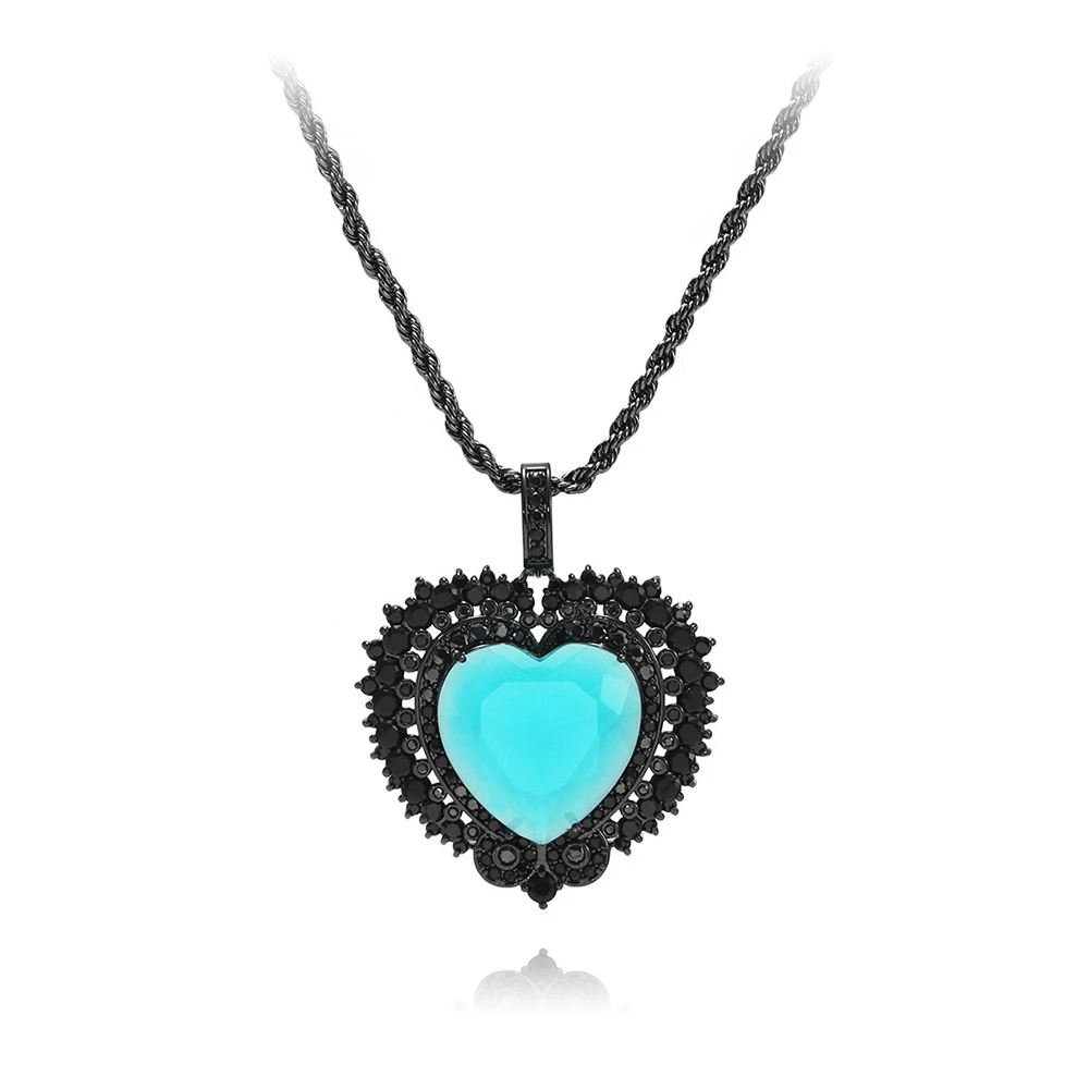 New fashion women heart gold jewelry necklace 2021 jewelry fusion stone jewelry