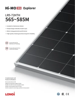 New Model Longi Hi-mo 6 Explorer Photovoltaic Modules 585w 565w 570w 580watt Solar Panel For Solar System