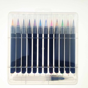 New Package hard plastic box brush tip water color pen set  24 Brush Marker+2 water pen