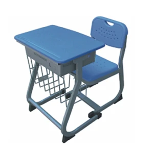 New popular plastic school classroom student desk and chair set with bookshelf KZ40
