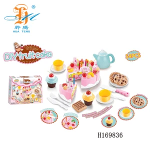New product shantou toys H169836 preschool high tea set plastic cake kids kitchen set toy