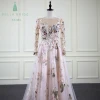 New Style evening dresseslong sleeve A-Line Flower Appliques Long Sleeve Evening Cocktail Prom Party Dresses