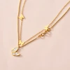 New Style Gold Plating Stainless Steel Shell Pendant Necklace Women Fashion Layered Butterfly Choker Jewelry Necklace