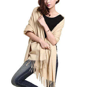 Newest 70% cashmere fashionable women camel plain dyed lady scarf,30% wool wholesale soft wraps knit shawls scarf