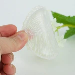 Newest circle original factory  transparent makeup puff with ribbon Wholesale silicone sponge cosmetic puff