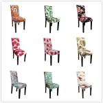 Non-slip dustproof soft chair cover flower plant pattern wedding dining chair cover