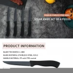 Non-stick coating stainless steel tpr handle serrated steak knives set