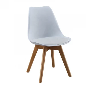 Nordic home furniture Plastic top with pu leather cushion scandinavian chair Wood Leg Dining Chairs tulip chairs