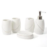 OEM/ODMHot Products Wholesale Classic White Ceramic Bathroom Set Five-piece Bathroom Set 5pcs Bathroom Accessory Set