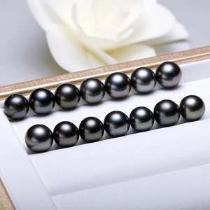 On sale 14-15mm single loose Tahitian pearl natural Tahiti black pearls big size perfect round