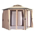 Outdoor Garden Steel Hexagon Gazebo With Double Top