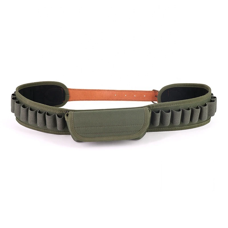 Outdoor Hunting Green Shell Holder Case Bag Cartridge Ammo Bandolier Belt with Pocket Belt